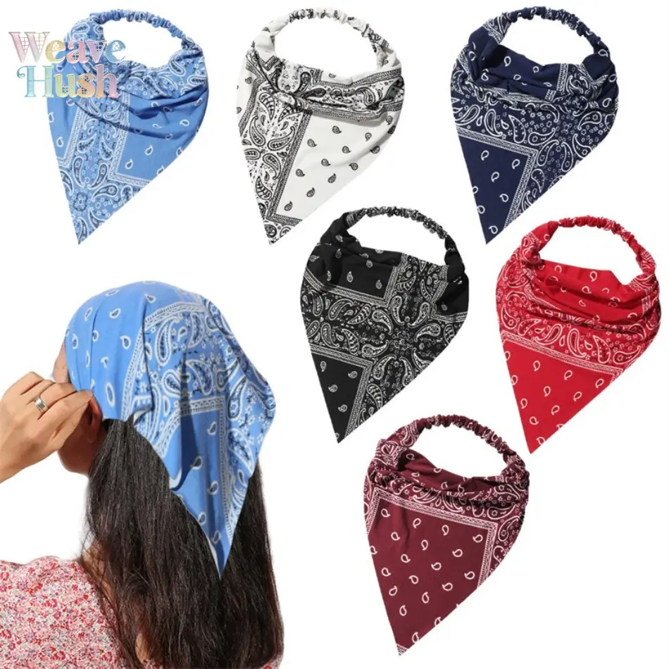 6 Pack Vintage Literary Triangle Head Scarf, High Stretch Elastic Women Hair Wrap Headband, Durable Multi-way Boho Head Accessory, Convertible Head Wrap for Daily Styling, Travel Photoshoot & Casual Outfit Matching
