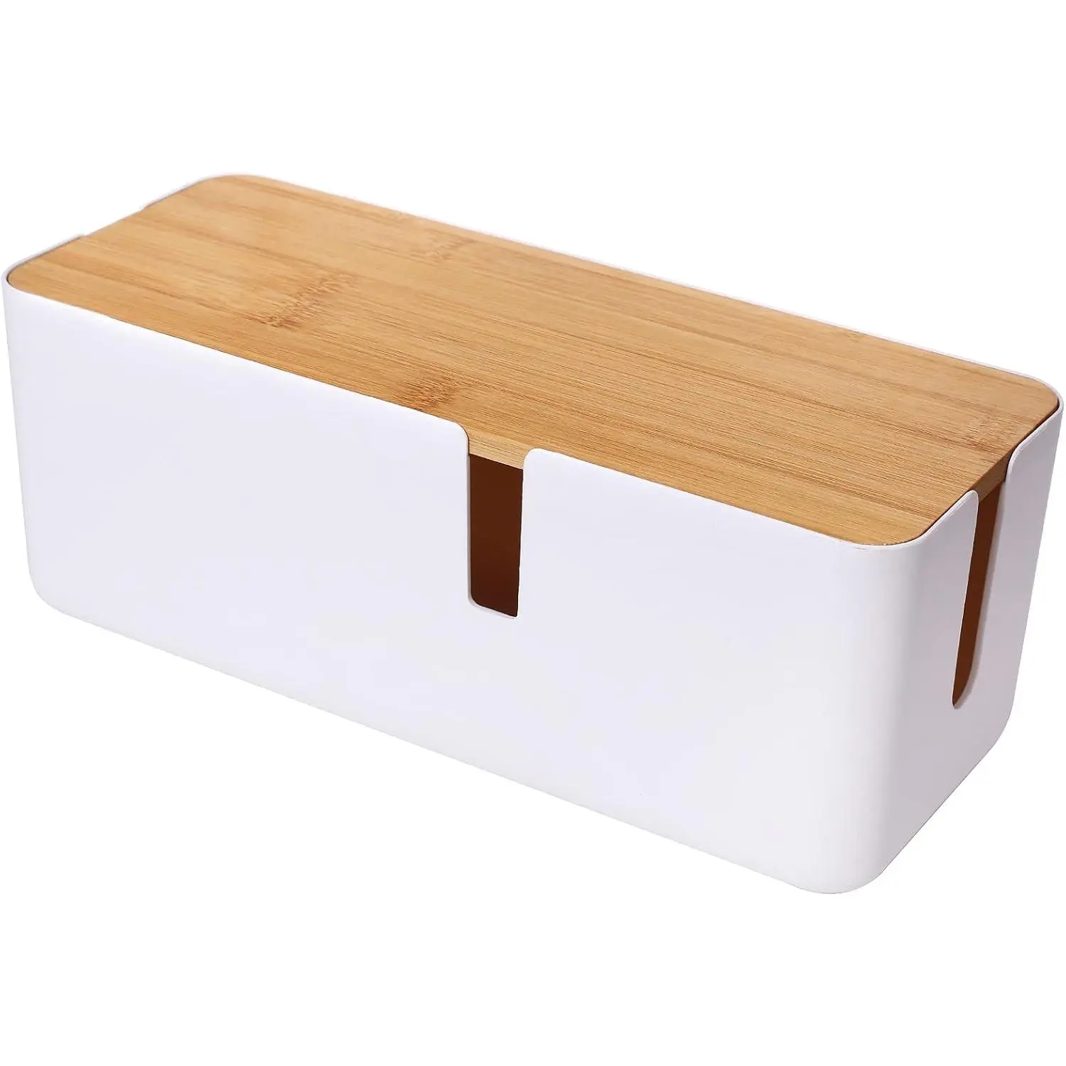 Small  Management Box with  Lid for Extension Cord Power Stripe Surge Protector Wire Concealer Organizer Cover Hider (White)