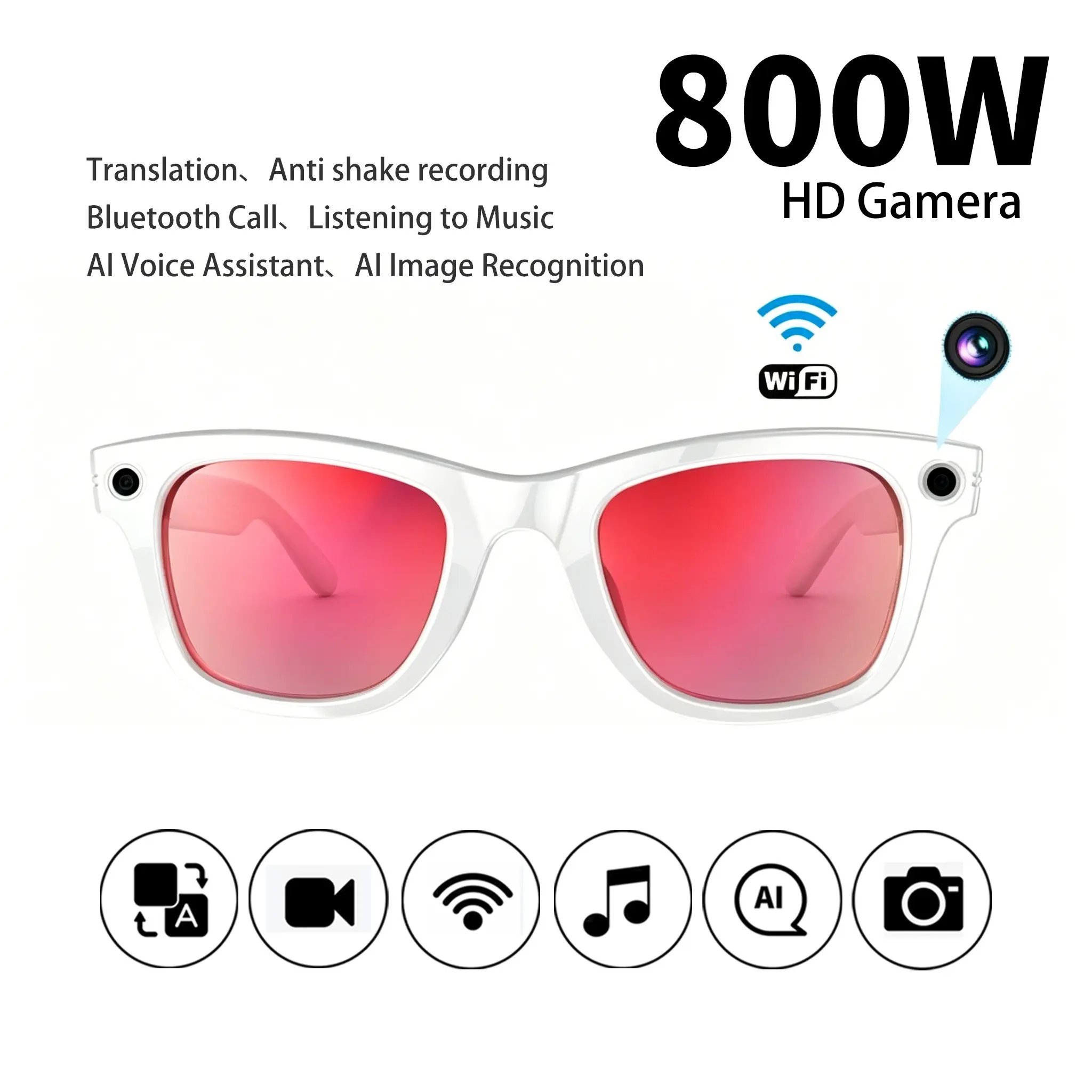 2026 New 8mp Camera Ai Smart Glasses, Color-Changing Bluetooth-compatible Calling, Photo Video Recording, Intelligent Sunglasses