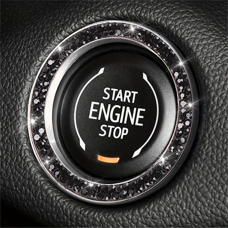 Rhinestone Decor Car Engine Start Stop Button Ring, Car Engine Start Stop Button Decoration Circle, Car Interior Accessories for Women, Car Decorations, Sticker for Cars