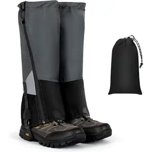 Hiking Gaiters with Upgraded Zipper, Gaiters  Hiking Waterproof, Lightweight Leg Shoe Gaiters  Men Women (Grey&Black, Large)