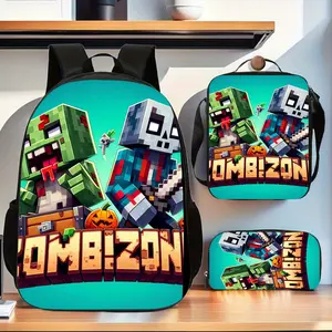 Among Us 3pcs Cartoon Pattern Backpack Set for Students, Lightweight & Foldable with Adjustable Straps, Includes Large Capacity Casual Double Shoulder Backpack, Pencil Bag and Lunch Boxfor School, Birthday Gift