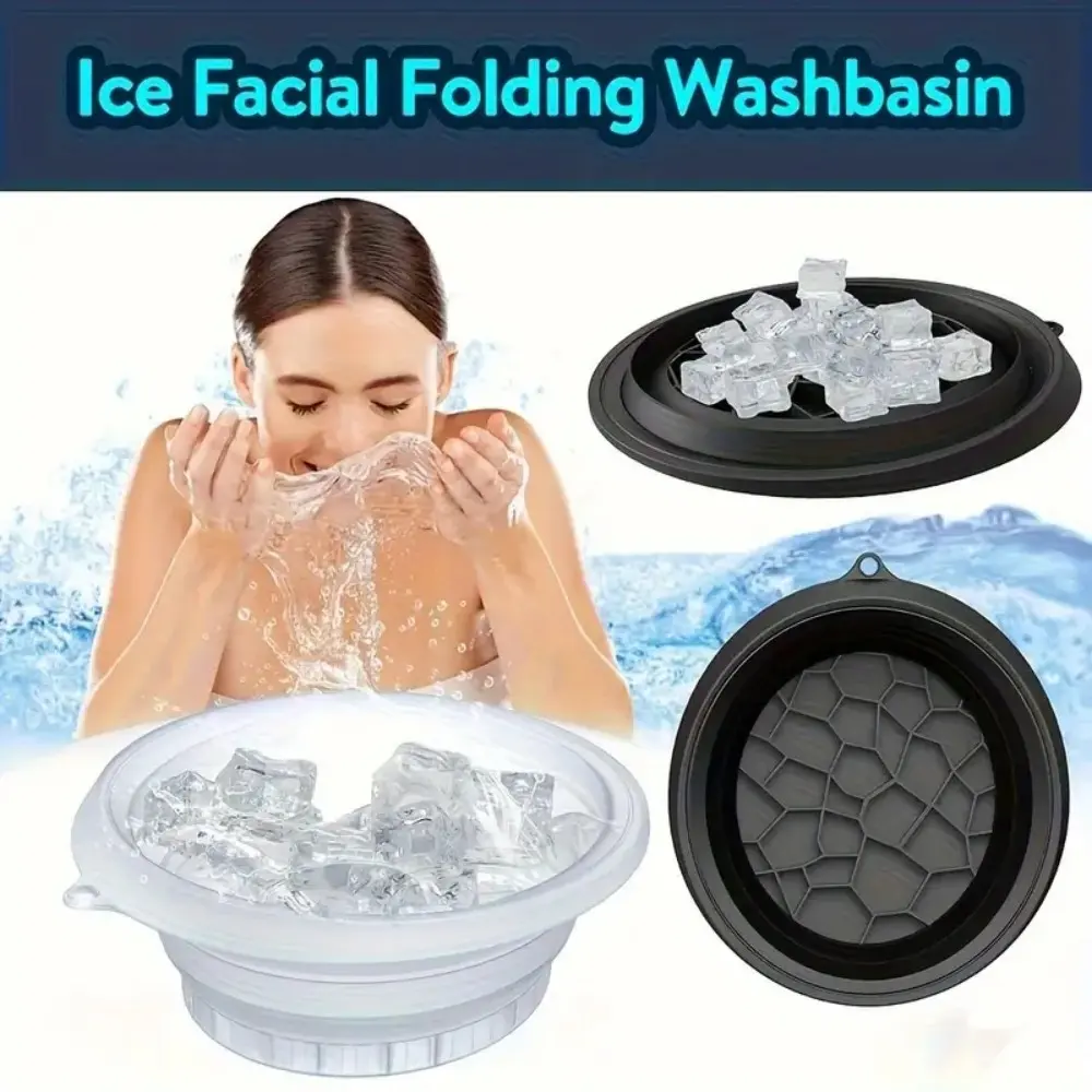 Collapsible Silicone Ice Facial Bowl, Foldable Portable Cold Therapy Tray Made of Food Grade Silicone For Home Skincare Outdoor Travel Daily Beauty Use