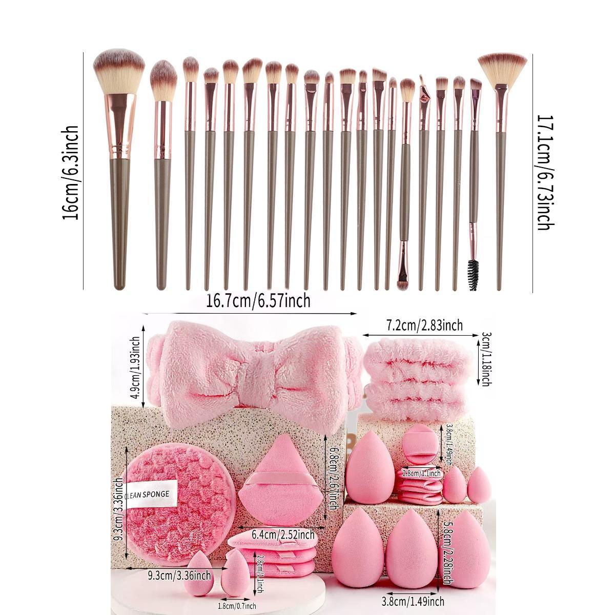 Complete Cosmetic Makeup Tool Set, 40-Piece Kit Includes Brushes, Sponges, Powder Puffs, Professional Tools for Men and Women, Portable Gift Idea