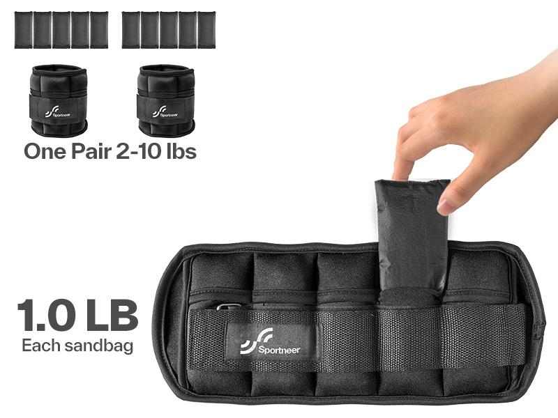 Adjustable Ankle Weights 1 Pair 2 4 6 8 10 Lbs Leg Weight Straps for Women Men, Weighted Ankle Weights Set for Gym,Fitness, Workout,Walking, Jogging,1-5 lbs Each Ankle, 1 Pair 2-10 lbs