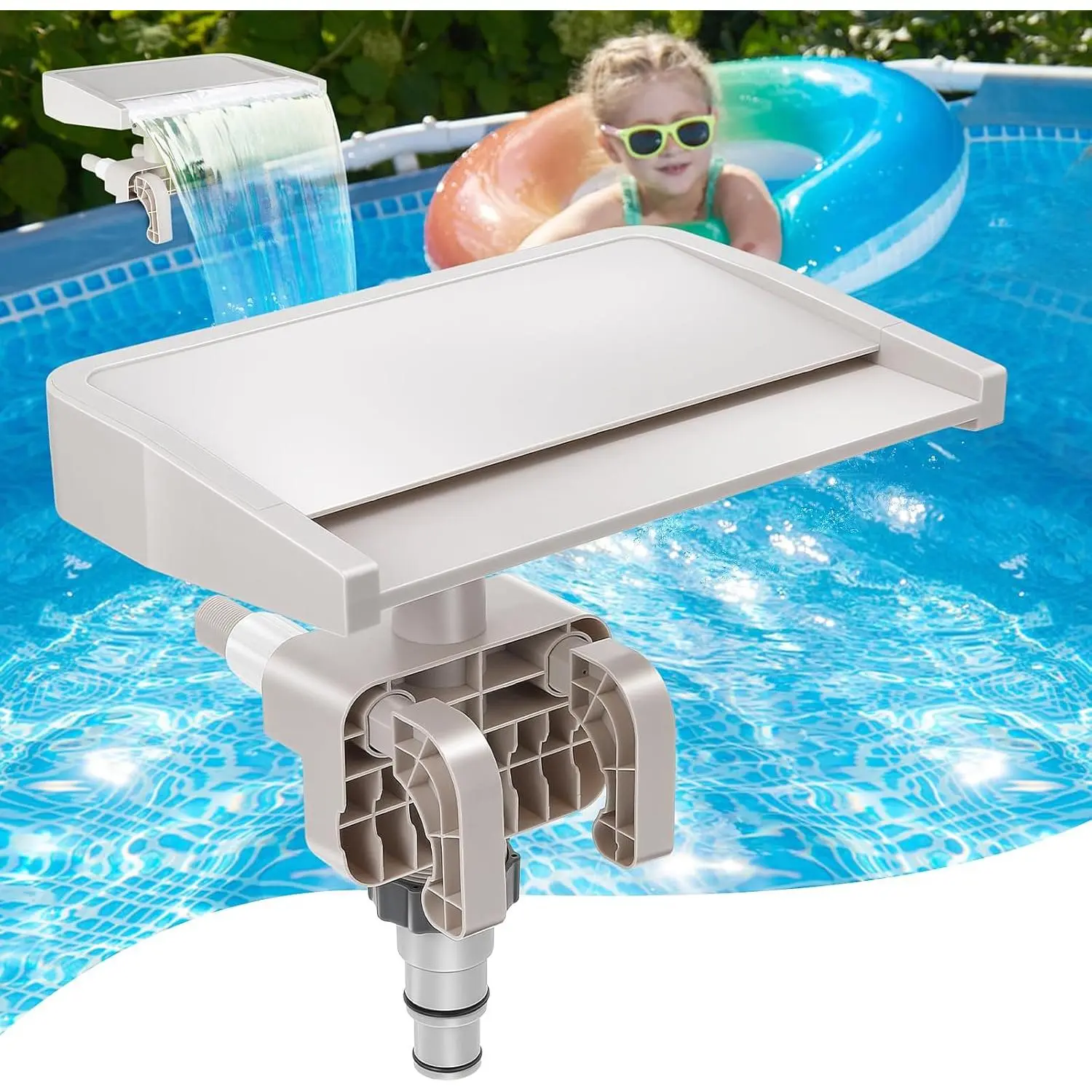Smooth Flowing Pool Fountain Waterfall - Above Ground Pool Accessory for Outdoor Decor and Relaxation