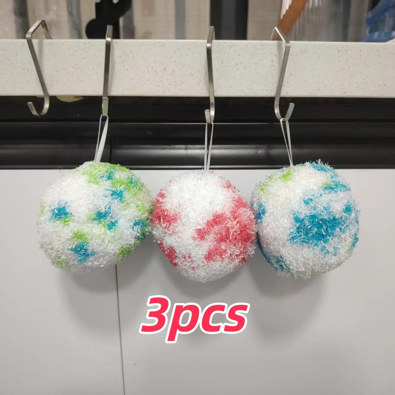 3-Pack Multi-Functional Kitchen Cleaning Balls, Soft Desktop Cleaners, No Shedding, Bathroom Sink Brush, Household Degreaser, Non-Damaging