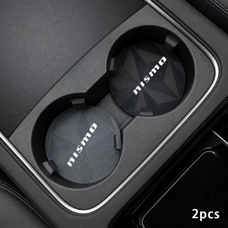 Nissan Nismo Cup Coaster Set, Geometric Pattern PU Leather Anti-Slip Pad, Dust-Proof & Scratch-Resistant, Personalized Interior Decor