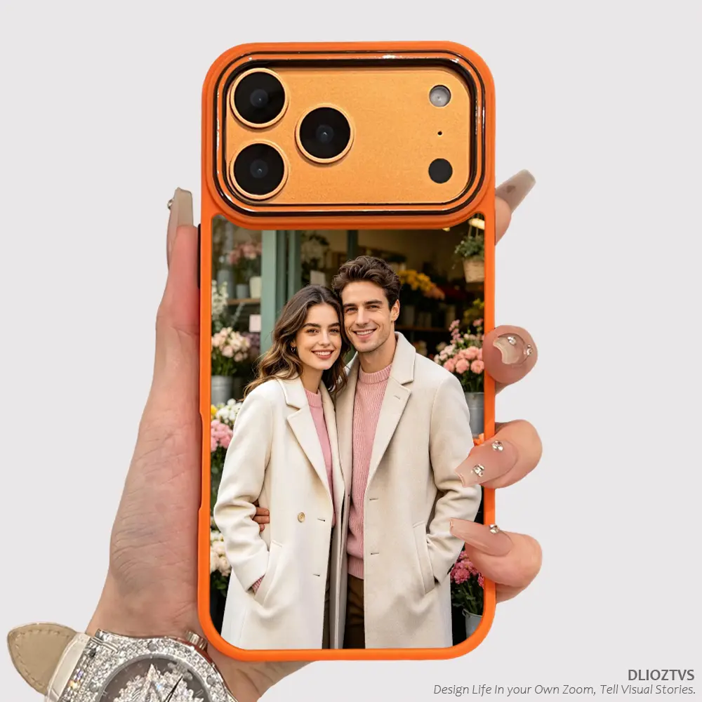 Custom Your Photo Pattern Phone Case for iPhone 17 Pro Max Air 17e 16 Plus 16e 15 14 13 12 11 Color Blocking Button and Camera Frame Design Shockproof Skin Feel Shell DLIOZTVS Nice Cases