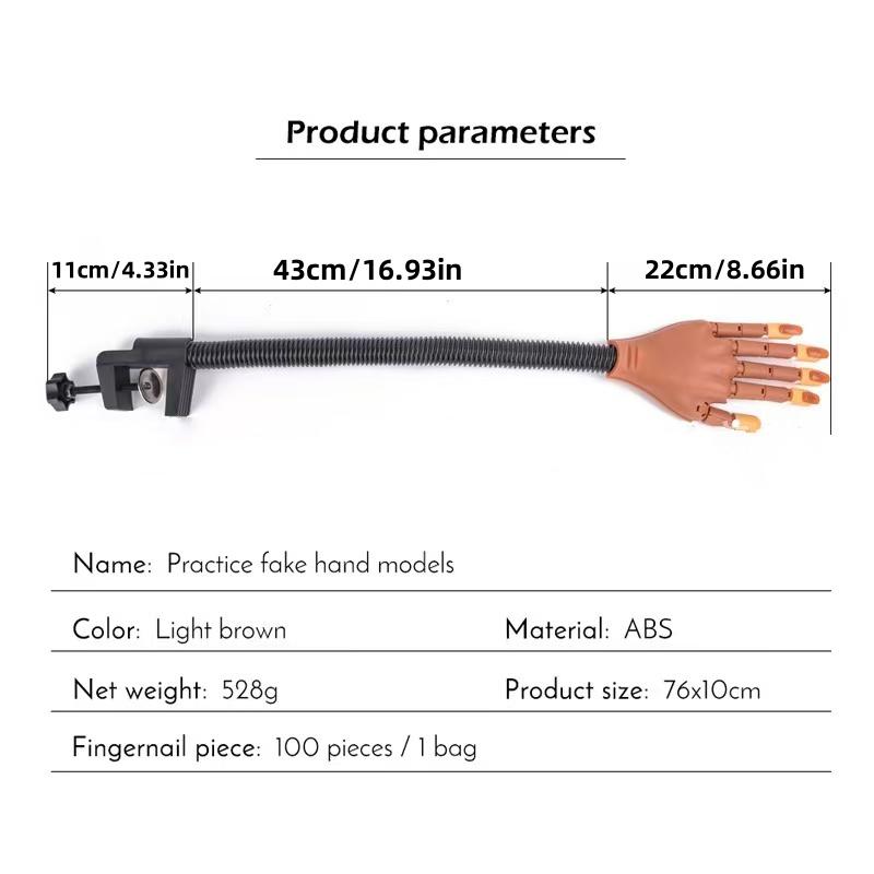 Professional Manicure Practice Hand, 1 Box Manicure Training Practice Hand Model with False Nails, Manicure Tool for Home & Salon Use, DIY Manicure Supplies, Nail Art Tools