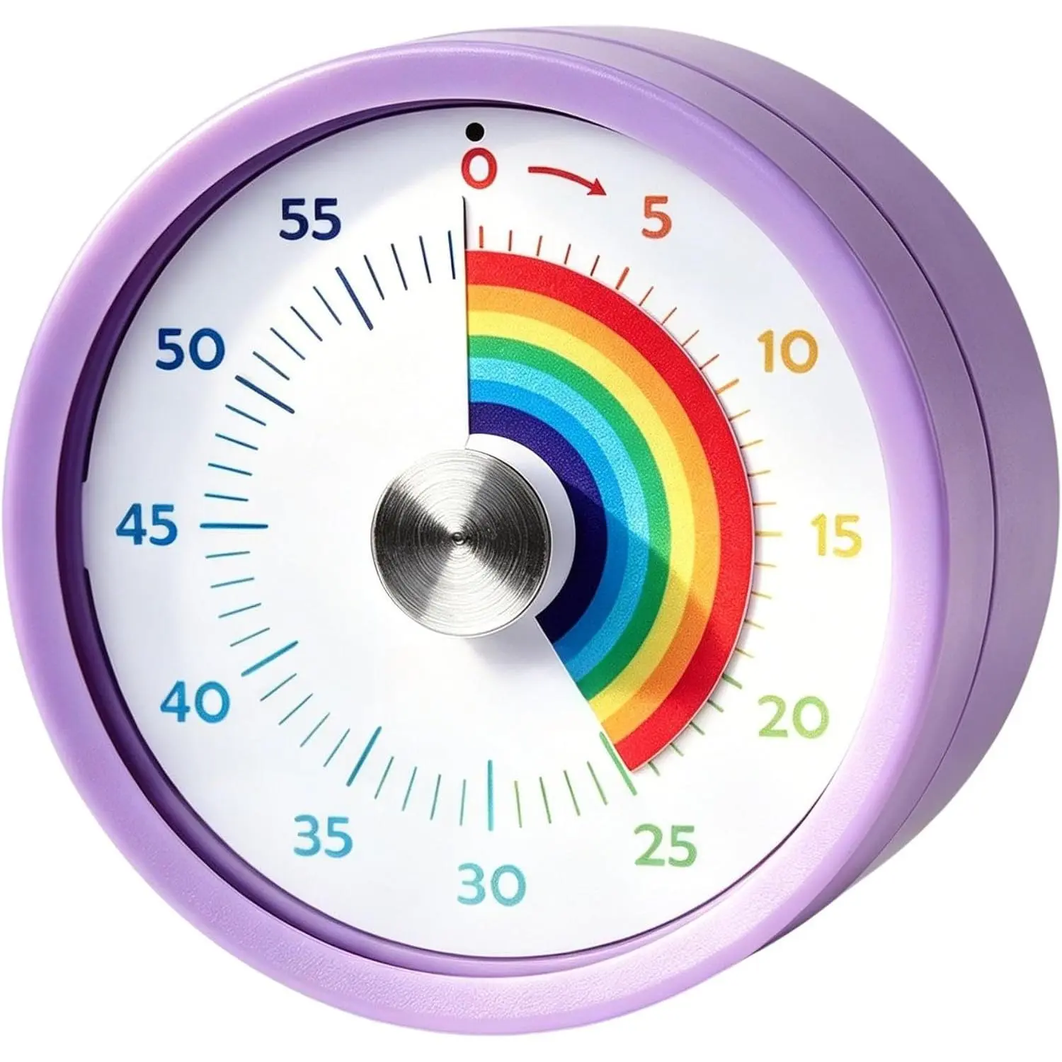 Synthetic 3.15 in Rainbow Dial Kitchen Timer - 60-Minute, Silent Mode, Pause Feature, LED, Homework Help, Study & Cooking Routines