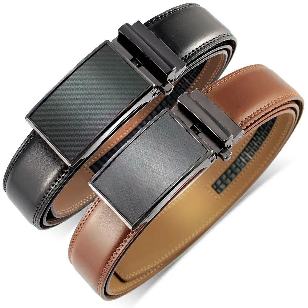 2pcs Men's Dress Belt with Automatic Buckle, Perfect for Business, Casual and Daily Wear