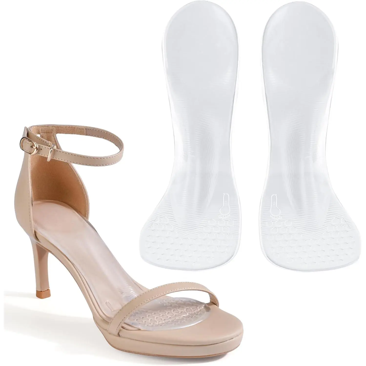 a Pair of Insoles,3/4 High Heel Inserts for Women Weight Shifting Gel Insoles for Heels Sandals Comfort Pads for Foot Pain Relief Universal Size Fits Various Shoes, Two Pair Of Insoles
