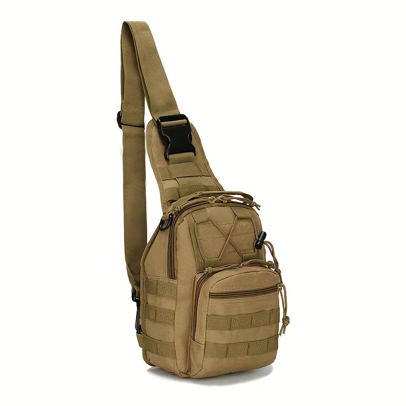 Outdoor single-shoulder fishing backpack, fishing tackle storage bag, gear backpack with fishing rod holder, tactical crossbody bag, large capacity, Molle chest pack, suitable for hiking, traveling, cycling, hunting, and everyday commuting for men women