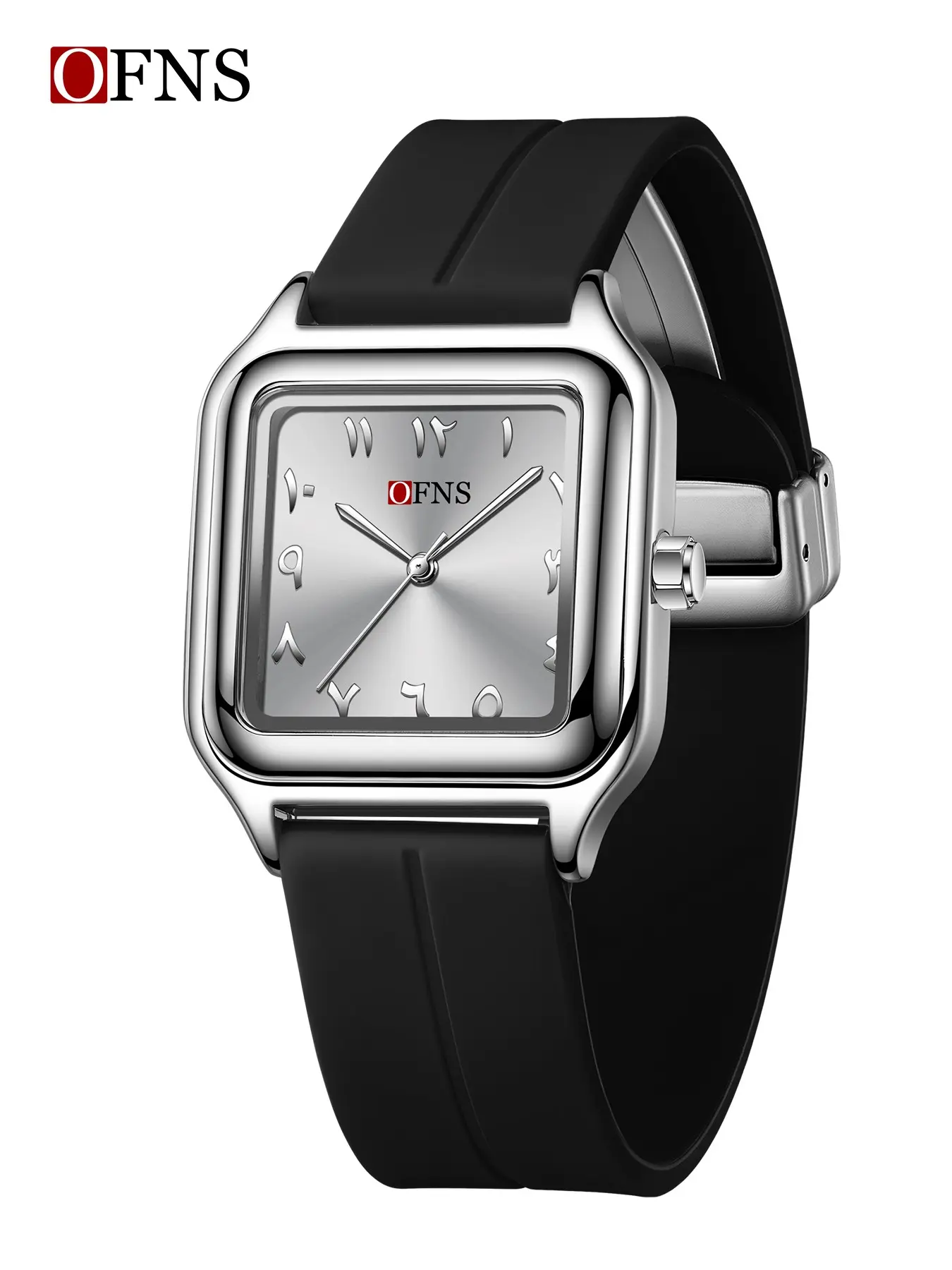 Ofns Simple Square Dial Wristwatch, Arabic Numerals, Three Hands, Unisex Casual Fashion, Waterproof Quartz Analog Wristwatch, All Seasons