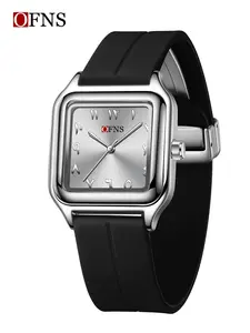 Ofns Simple Square Watch, Arabic Numerals, Three Hands, Unisex Casual Fashion, Waterproof Quartz Watch, All Seasons