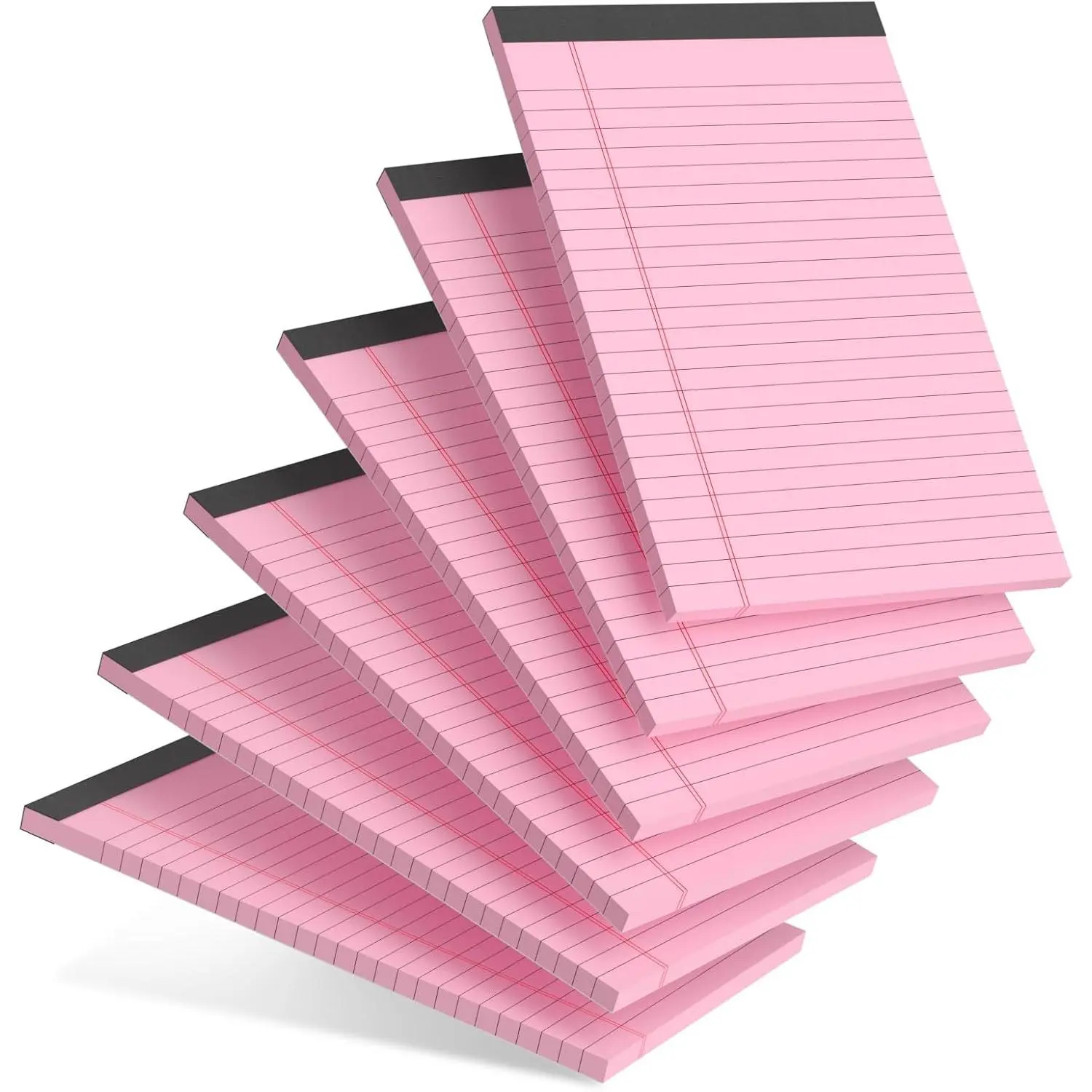 6-Pack Pink 5x8 in Narrow College Ruled Perforated Paper Writing Notebooks, Home Supplies for Study & Office Use