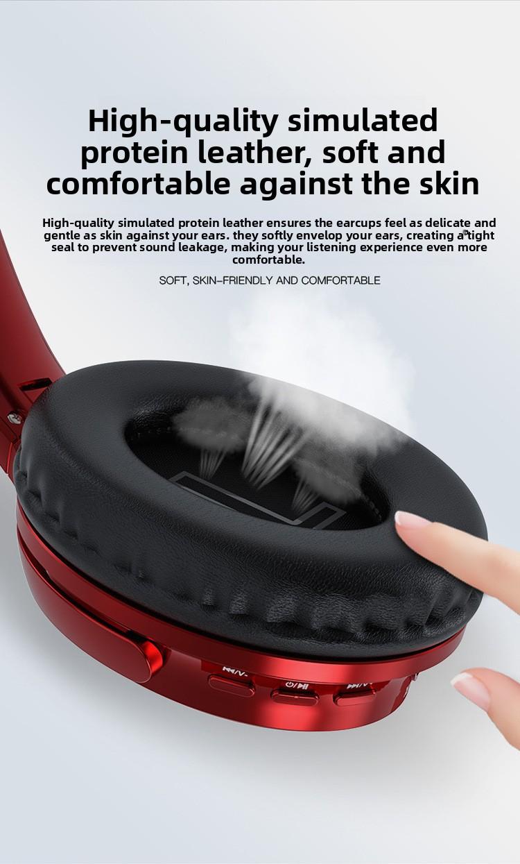 Retro over-ear Bluetooth headphones with card slot, foldable, wireless noise-cancelling music headset