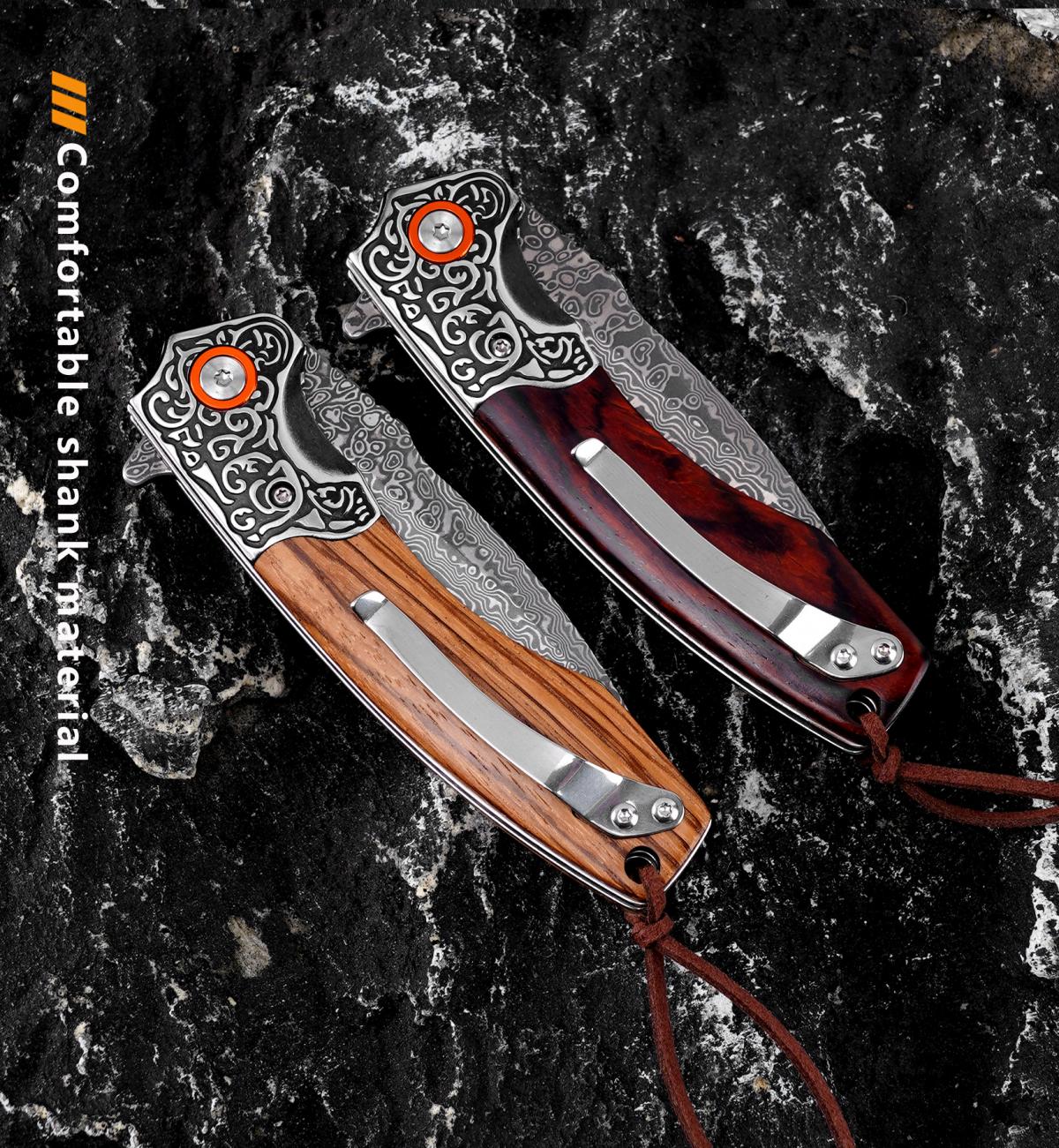 2026 New Outdoor Folding EDC Knife High Carbon Steel Blade Wood Handle Compact Knife For Camping Hiking Adventure