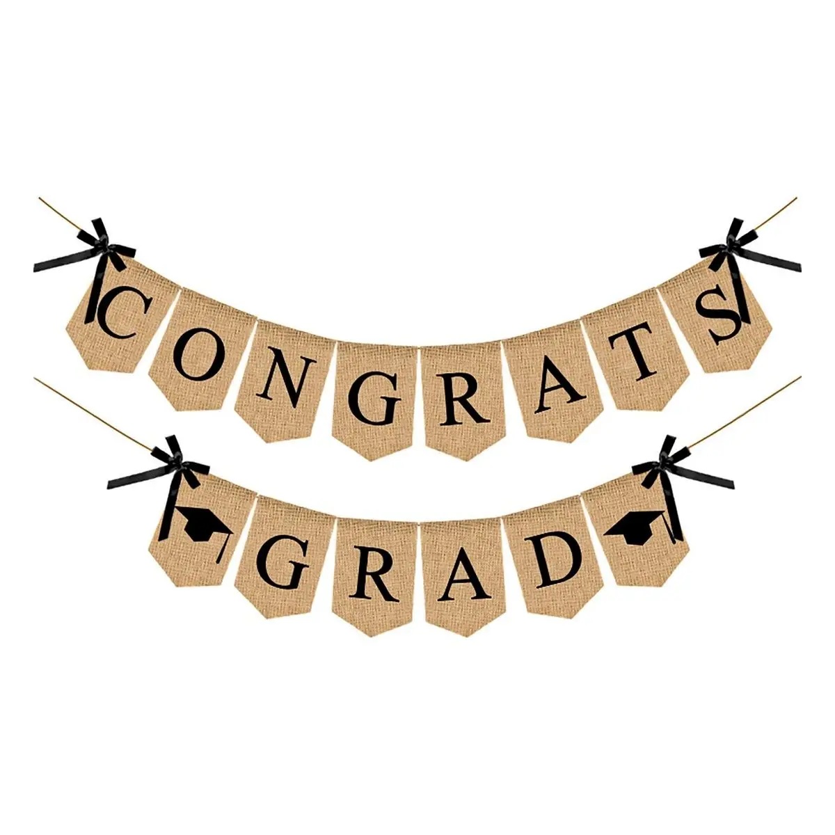 Graduation Burlap Banner for Mantel Fireplace Wall Hanging, Congrats Grad Rustic Jute Garland 2026, Home Classroom College Senior High School Prom Decor