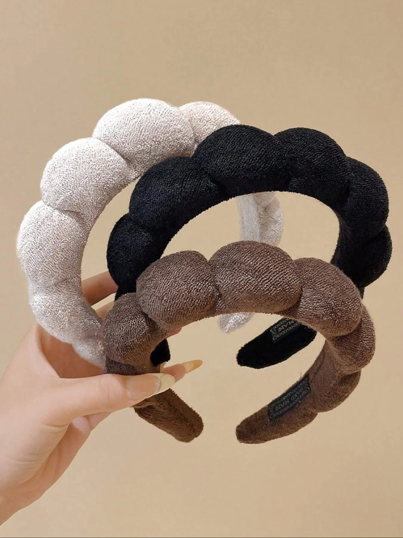 3pcs Plush Hairbands Set, Fashion Headbands Multi-Functional Elegant Simple Solid Color Hair Accessories for Daily Use, Soft Headband