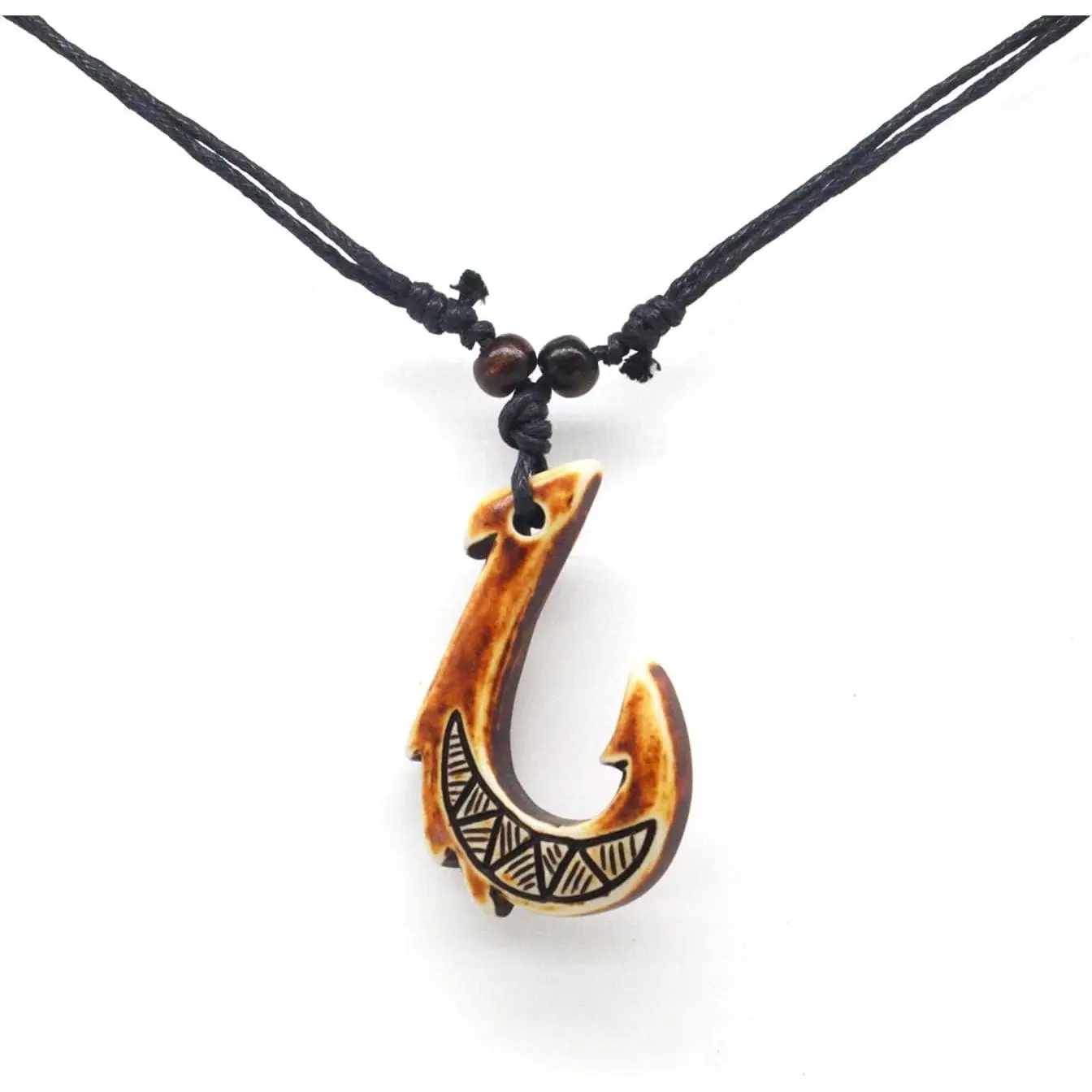 Hawaiian Maori Fish Hook Pendant Necklace, Beach Sufer Tribal Necklace