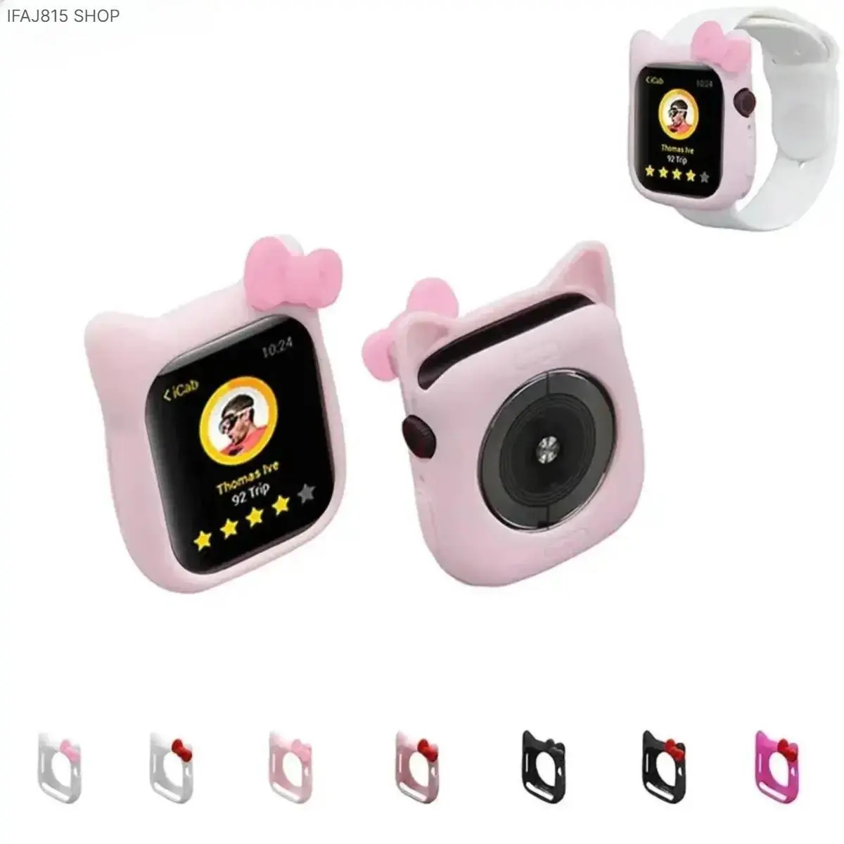 Shockproof Anti-Scratch Cute Cat Watch Case for Daily Wear, Kawaii Protective Cover Compatible with Apple Watch 38mm 40mm 41mm 42mm 44mm 45mm 49mm, Series 1-10, SE, Ultra & Ultra 2