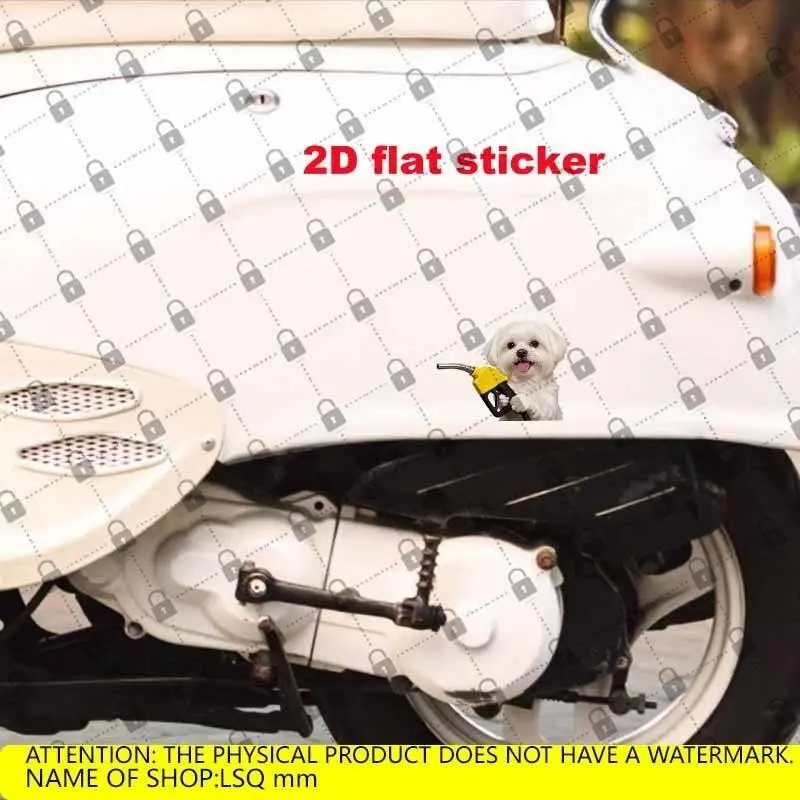 Maltese Dog PVC Car Sticker, Tongue Out Air Gun Design, Suitable for Water Bottles, Laptops, Windows, Bathrooms, Decorative Decal