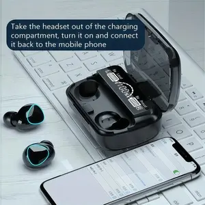 M10 Wireless Bluetooth-compatible Earbuds V5.3, Long Battery Life, LED Display, Noise-Canceling, Deep Bass, Sports Gaming, with Mic, Unisex Gift