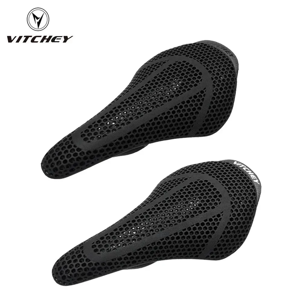 Vitchey Ultra Light Carbon Fiber 3D Printing bike Saddle 200g Hollow and Breathable MTB Road Bike Seat Men Women Bike Parts Cycling Gear