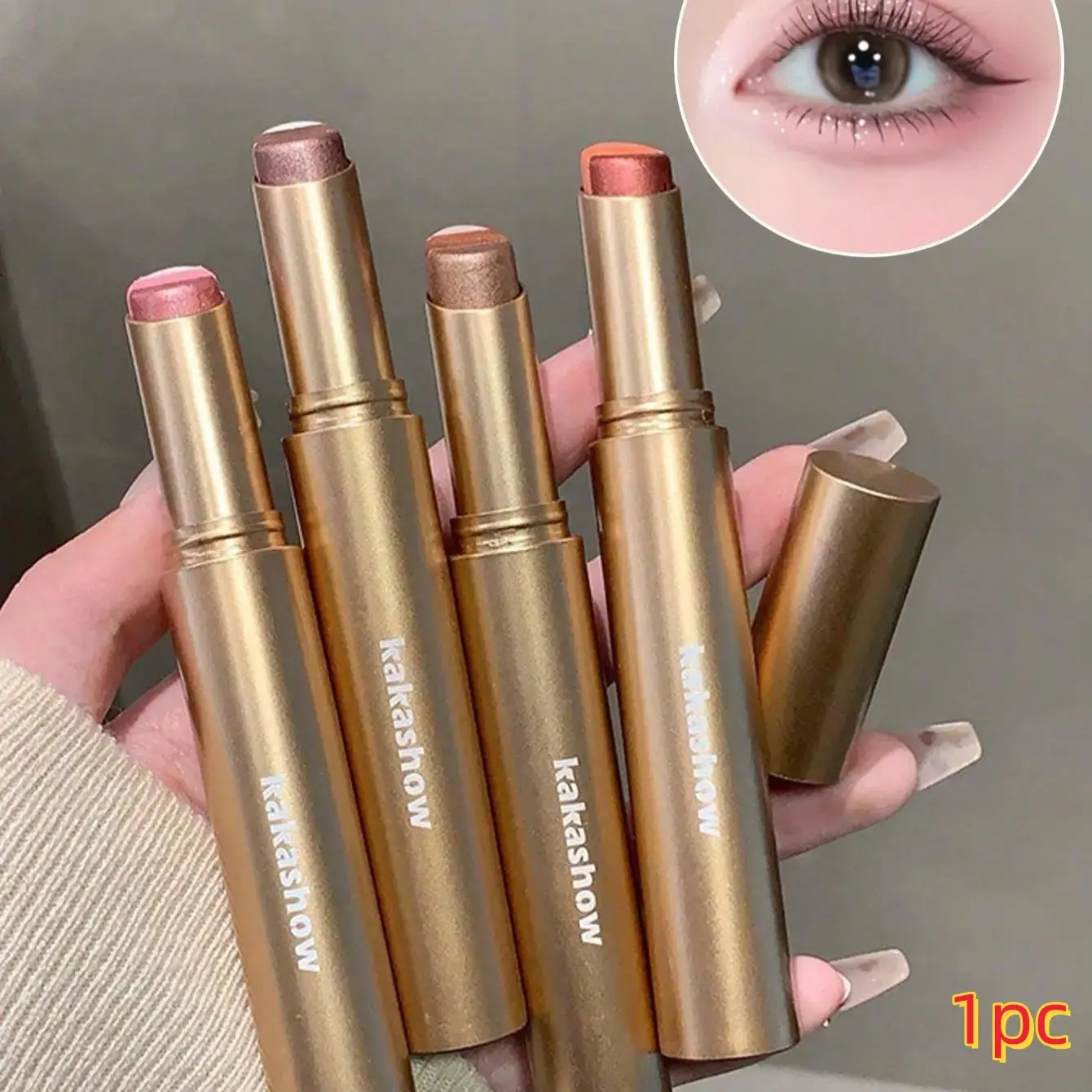 3-In-1 Shimmery Eyeshadow Stick, Long-Lasting Waterproof Nude Makeup, Perfect Birthday & Valentine's Day Gift, Shimmering Eye Shadow