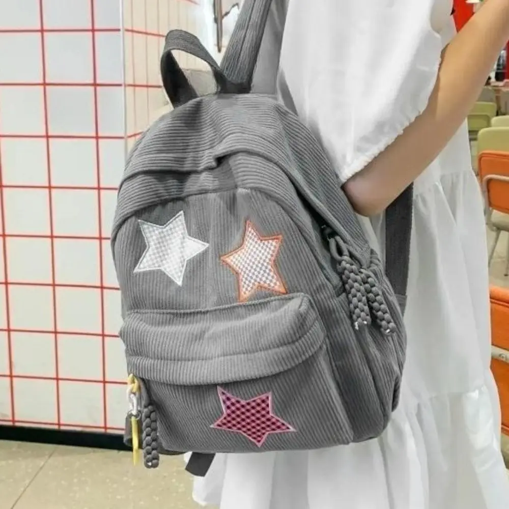 2026 Artistic Checkerboard Star Embroidery Large Capacity Backpack - Versatile Casual Daypack for School, Gym & Daily Use, School/Gym/Commute