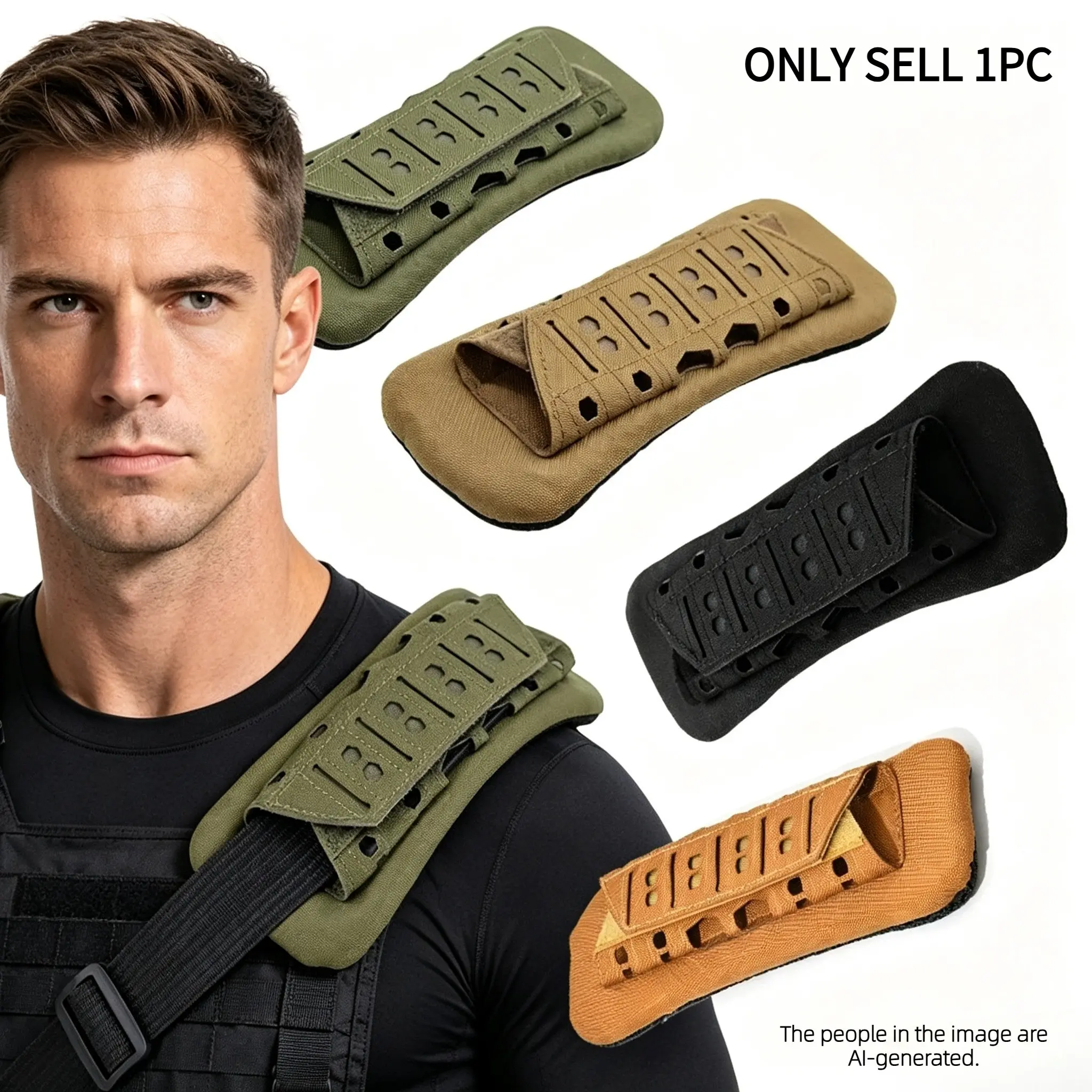 Tactical Shoulder Pad, Nylon Breathable Non-Slip Cushioning Liner, Shock-Absorbing Backpack Strap Pad, Tactical Vest Accessory, Bag Accessories, for Daily Bags/Camping Backpacks/Hiking Backpacks/Jungle Hunting, 1 Piece