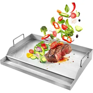 GGC Stainless Griddle for Gas Grills, Flat Top Griddle for Gas Stoves, Camping Stoves, 18" x 12.5" Nonstick Cooking Griddles for Charcoal, Tailgating, Parties