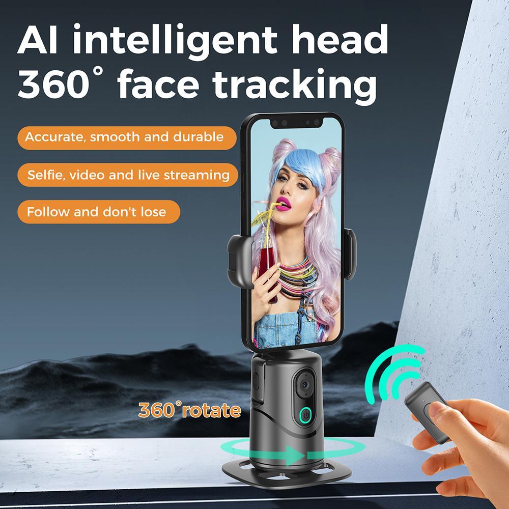 Automatic Face Tracking Camera, 360° Rotating Face Body Cellphone Camera Stand, Intelligent Shooting Phone Tracking Stand for Live Streaming, Video Recording, Selfie, Accessories