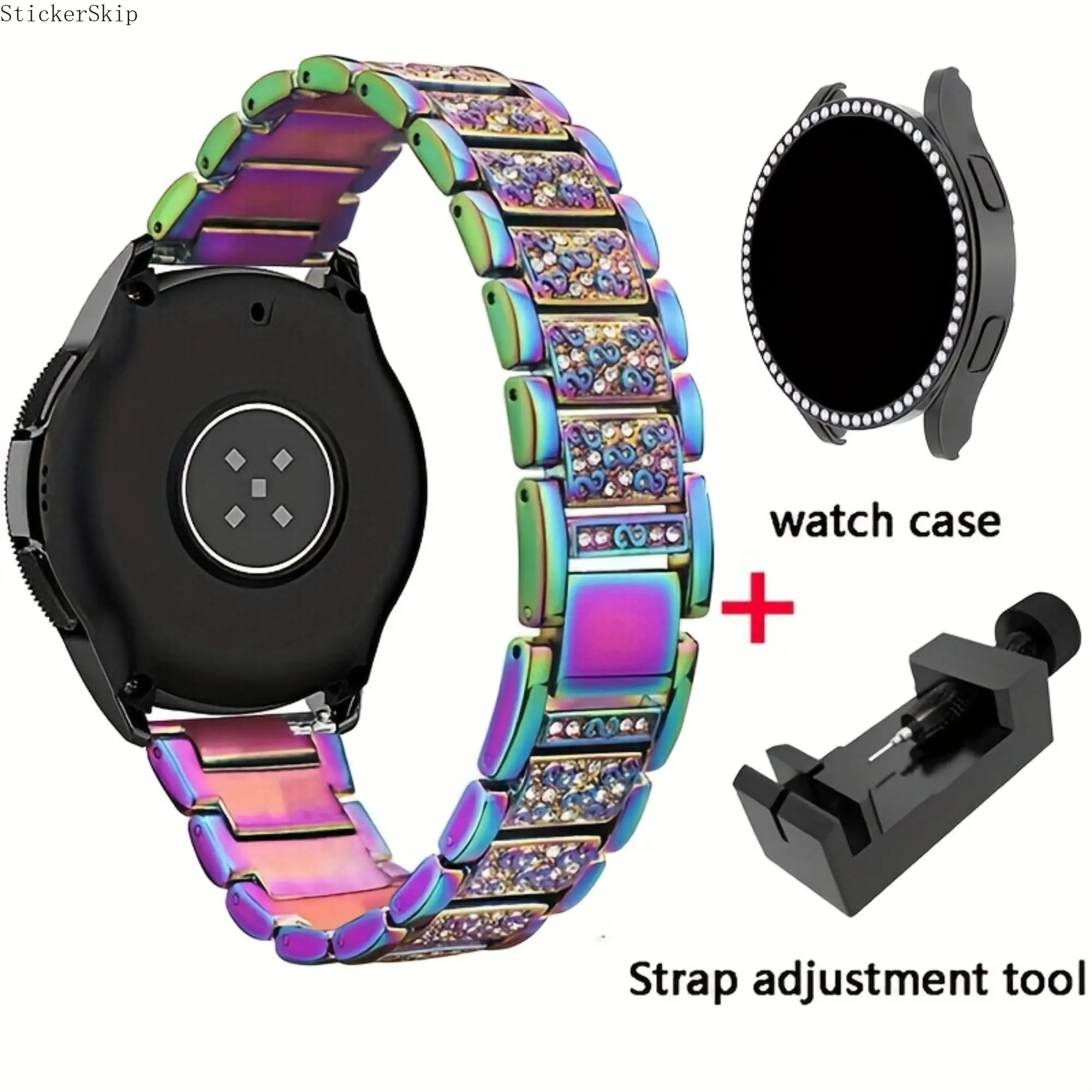 2026 Single Row Rhinestone Band & Protective Case Set with Watch Remover, Bling Shiny Strap Fits Samsung Watch 4/5/6/7 in 40mm & 44mm, Glam Stylish Accessory for Women Daily & Party Outfits