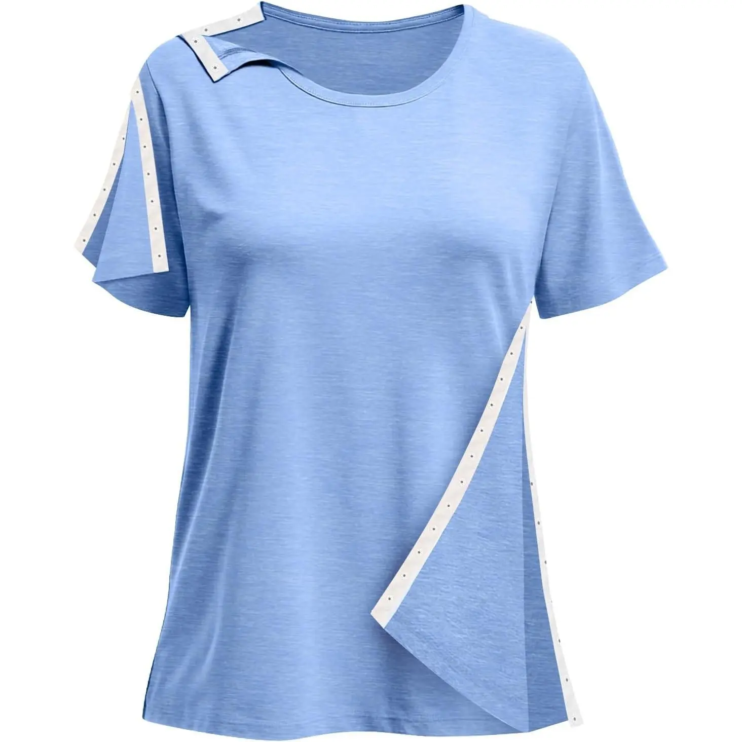 Women's Post Shoulder Surgery Shirts - Short Sleeve Full Snap-Open Arm Recovery & Chemo Clothing(Gift)