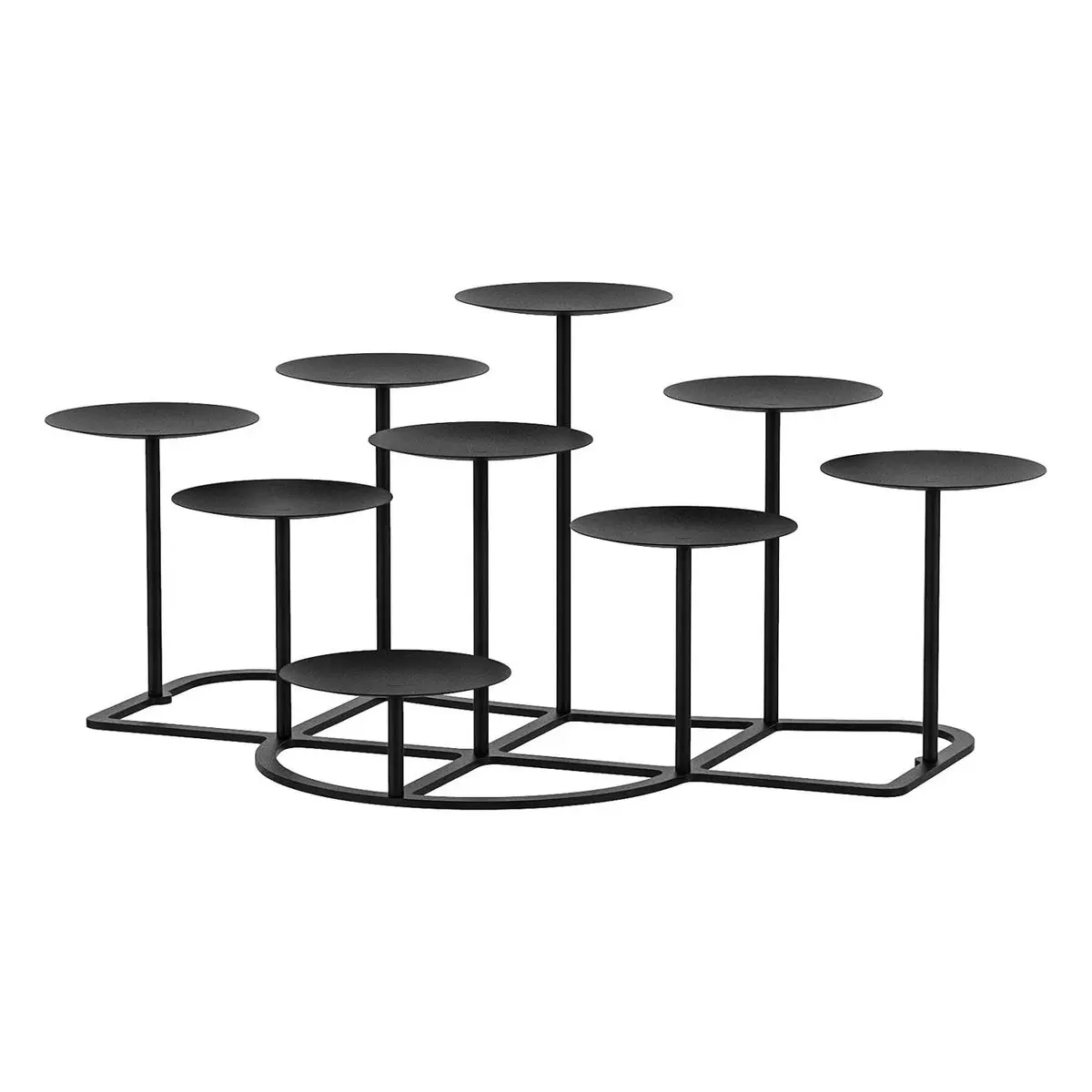 Black Matte Metal Multi-tier Candelabra Centerpiece - Geometric Decorative Candle Holder with Stable Platform for Pillar Candles, Minimalist Home Decor Supply