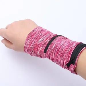 Unisex Zipper Wristband Wallet – Sweat-Wicking Wrist Support Wrap with Pocket, Hands-Free Fitness Armband for Running, Gym & Workout