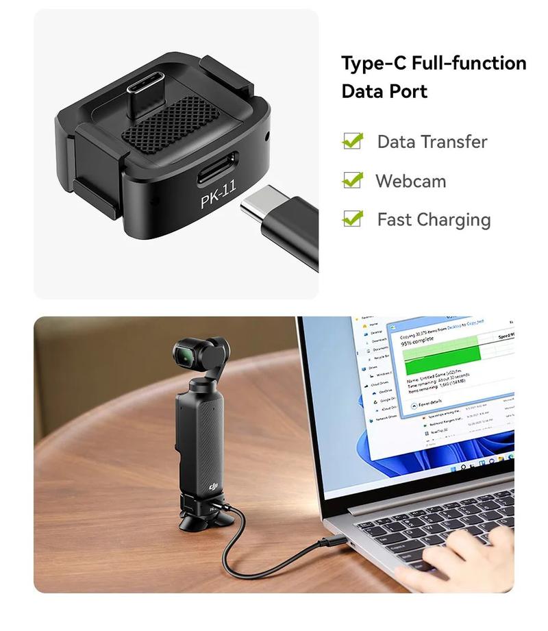 Ulanzi Pocket3 Accessories Collection, Expansion Adapter & Mini Tripod Kit for DJI Osmo Pocket 3 Mount with 1/4" Screw, Quick Release LED Light, Action Camera Accessories