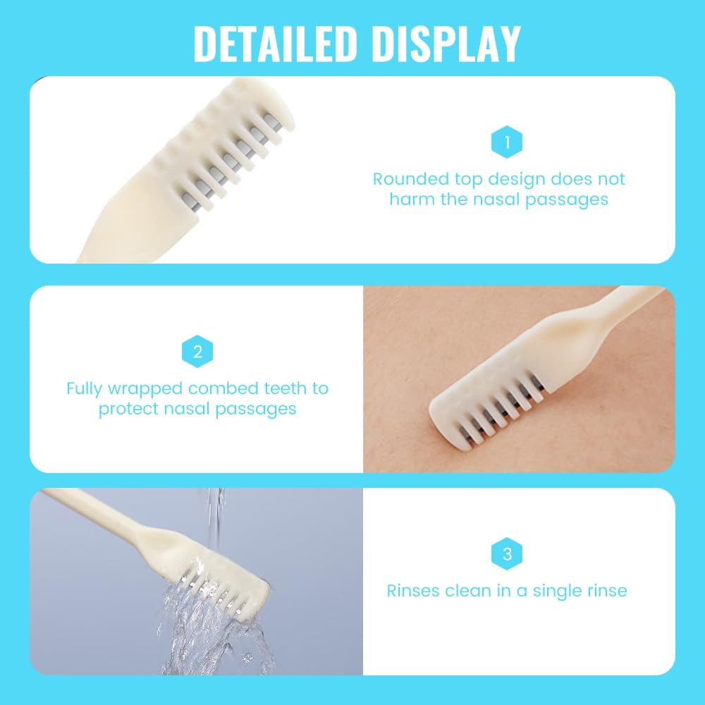 2-in-1 Nasal Hair Cutter, 2025 New Double Sided Nose Hair Knife, Portable Nostril Hair Remover Tool, 360 °   Rotating Nose Hair Trimmer with Ear Picker for Women and Men (Blue, 3 PCS)