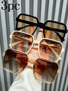 3pcs New Fashion Sunglasses for Women, Square Shape Unisex Design, Classic Style for All Seasons, Summer Trendy Sunglasses, Trendy Accessory for Daily Wear