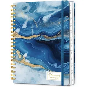 Academic Planner 2026-2027, Daily Weekly and Monthly Agenda Planner 6.18" x 8.5" with Tabs, 12 Months Spiral School Year A5 Calendar from Jul.2026 to Jun.2027 for Student and Teacher (Dark Blue)