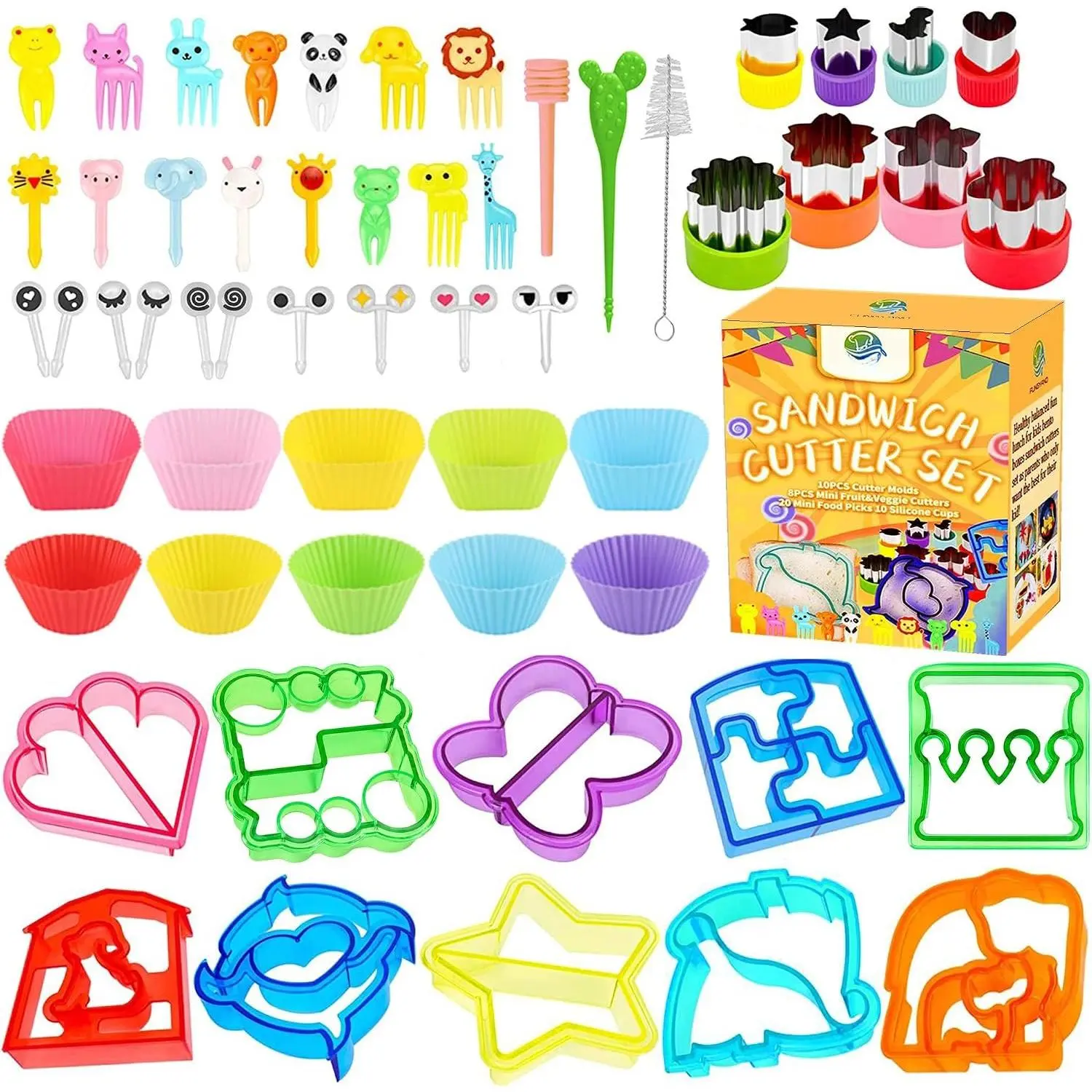 Sandwich  Set, Complete Bento Box Accessories Kit | with Bread Cutters, Fruit ,  Picks,  Cups Fun Bento Lunch Box Accessories