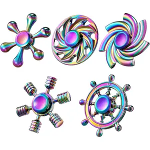 Metal Fidget Spinner, Sensory Hand Fidget Toy 5 Pack-Anxiety Toys Stress Relief Reducer, Party Favors for Kid Adult, Gifts for Kids, Classroom Prizes, Party Favors Suppliesfidget toys