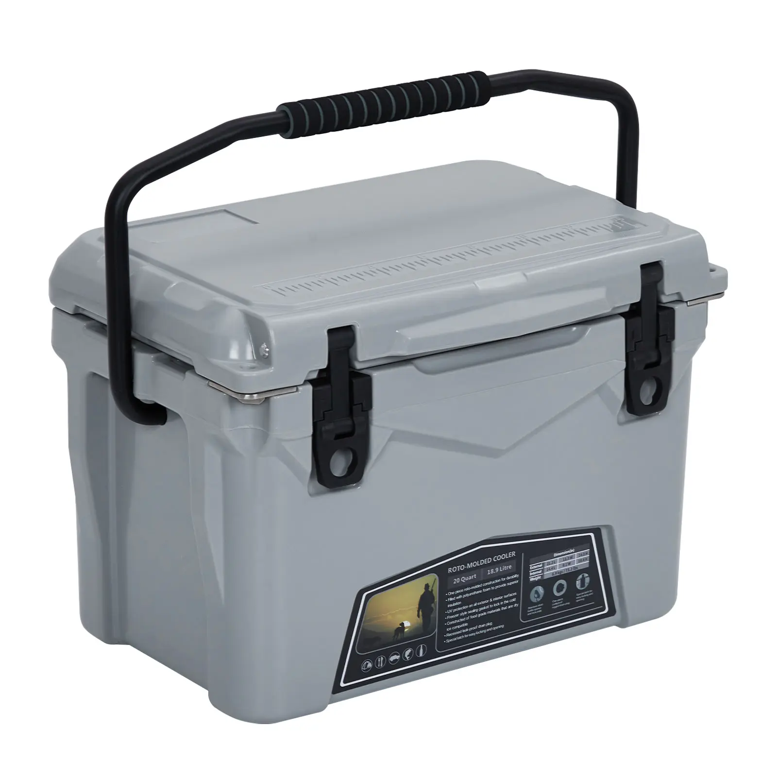 Garvee 5-Day Ice Retention Hard Cooler, 25 Qt Portable Insulated Ice Chest - Heavy-Duty Carry Handle - Drain Plug, Built-In Bottle Opener & Fish Ruler for Camping/Beach/BBQ - Color: White
