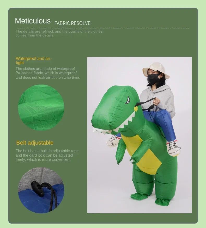Dinosaur Inflatable Costume Riding Jumpsuit Cosplay Dino Funny Dress Costumes for Girls Boys Kids And Adult Purim Halloween