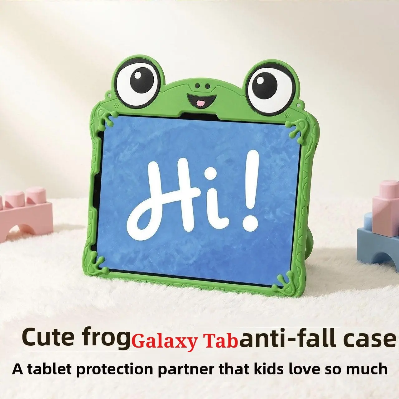 360° Rotating Silicone Case for Galaxy Tab A7 Lite 8.7" & Tab A9 8.7" - Cute Frog Kids Shockproof Cover with Hand Strap for T220 T225 X110 X115 X117