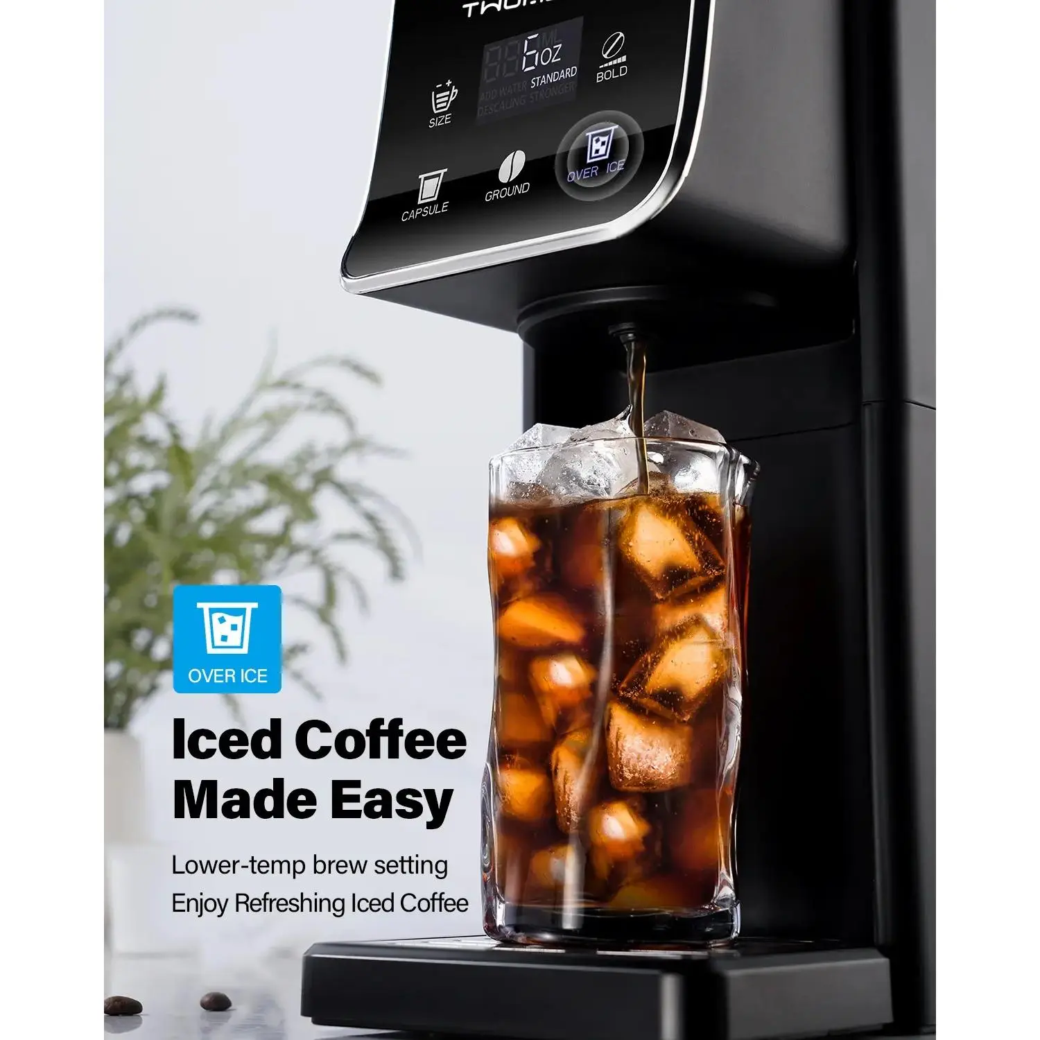 Maker Hot & Iced With Bold Serve Coffee Maker For K Cup And Grounds,52 Oz Removable Water Tank,6-14 Oz Brew Cup Kcup Coffee Machine With Reusable Filter, White,home essentials