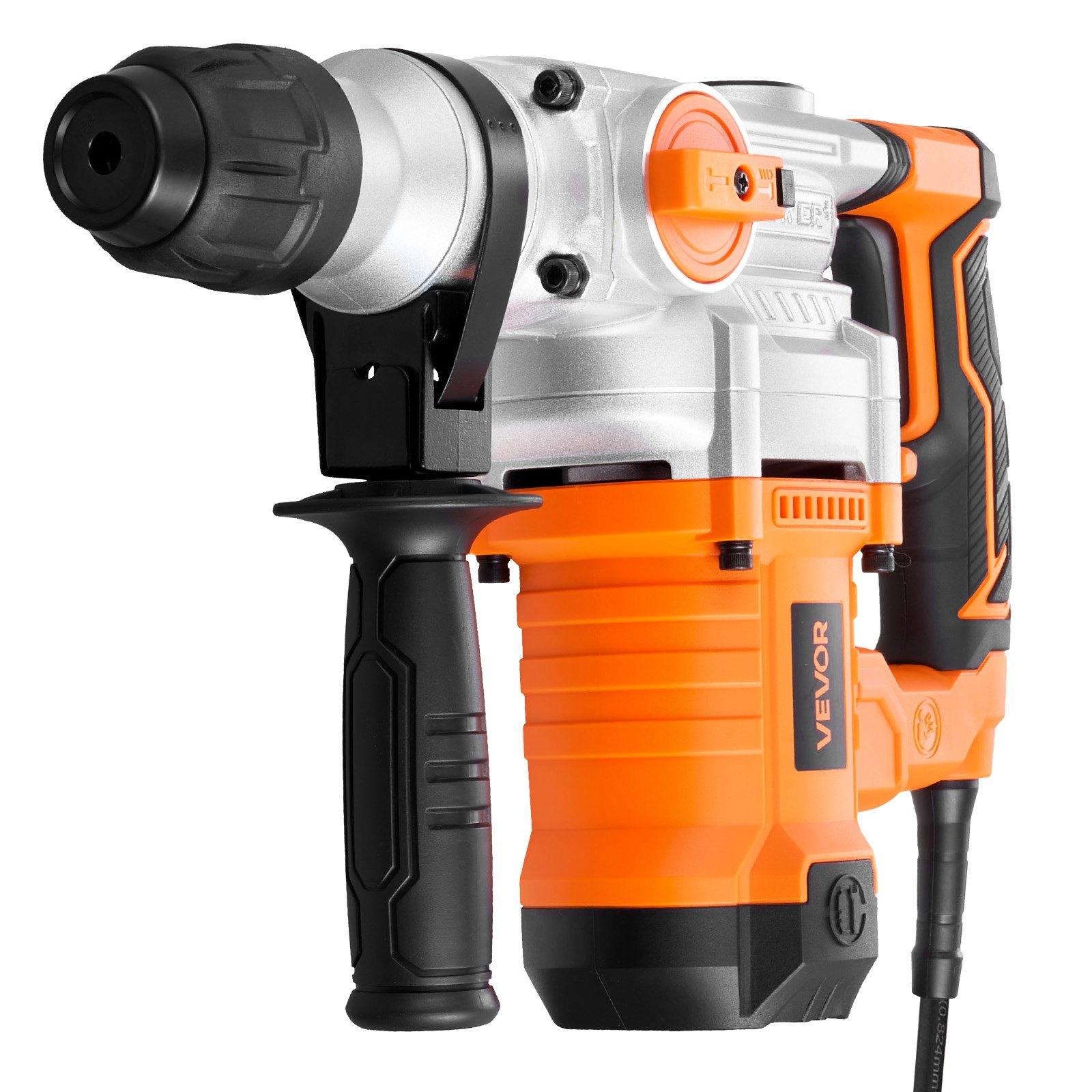 VEVOR Rotary Hammer Drill, 1-1/8 in SDS-Plus Electric Corded Heavy Duty Rotary Hammer, Including 3 Drill Bits, Flat Chisel, Pointed Chisel, Grease, Brush, and Carrying Case, for Concrete and Masonry VEVOR Rotary Hammer Drill, 1-1/8 in SDS-Plus Electric Corded Heavy Duty Rotary Hammer, Including 3 Drill Bits, Flat Chisel, Pointed Chisel, Grease, Brush, and Carrying Case, for Concrete and Masonry